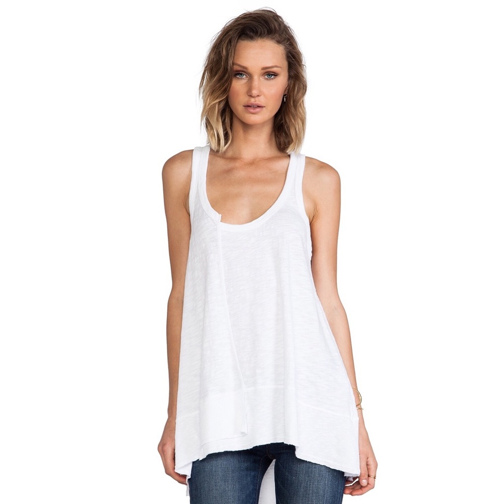 Wilt Twisted Seam Rib Tank White Asymmetrical